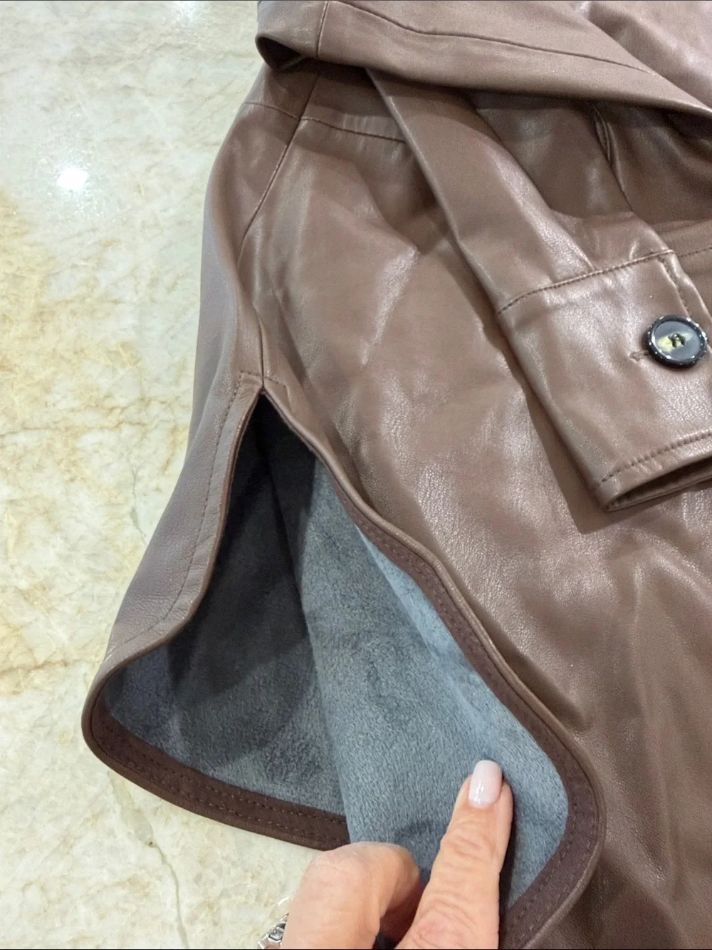 Sanctuary Girls Faux Leather Brown Button-Front Jacket